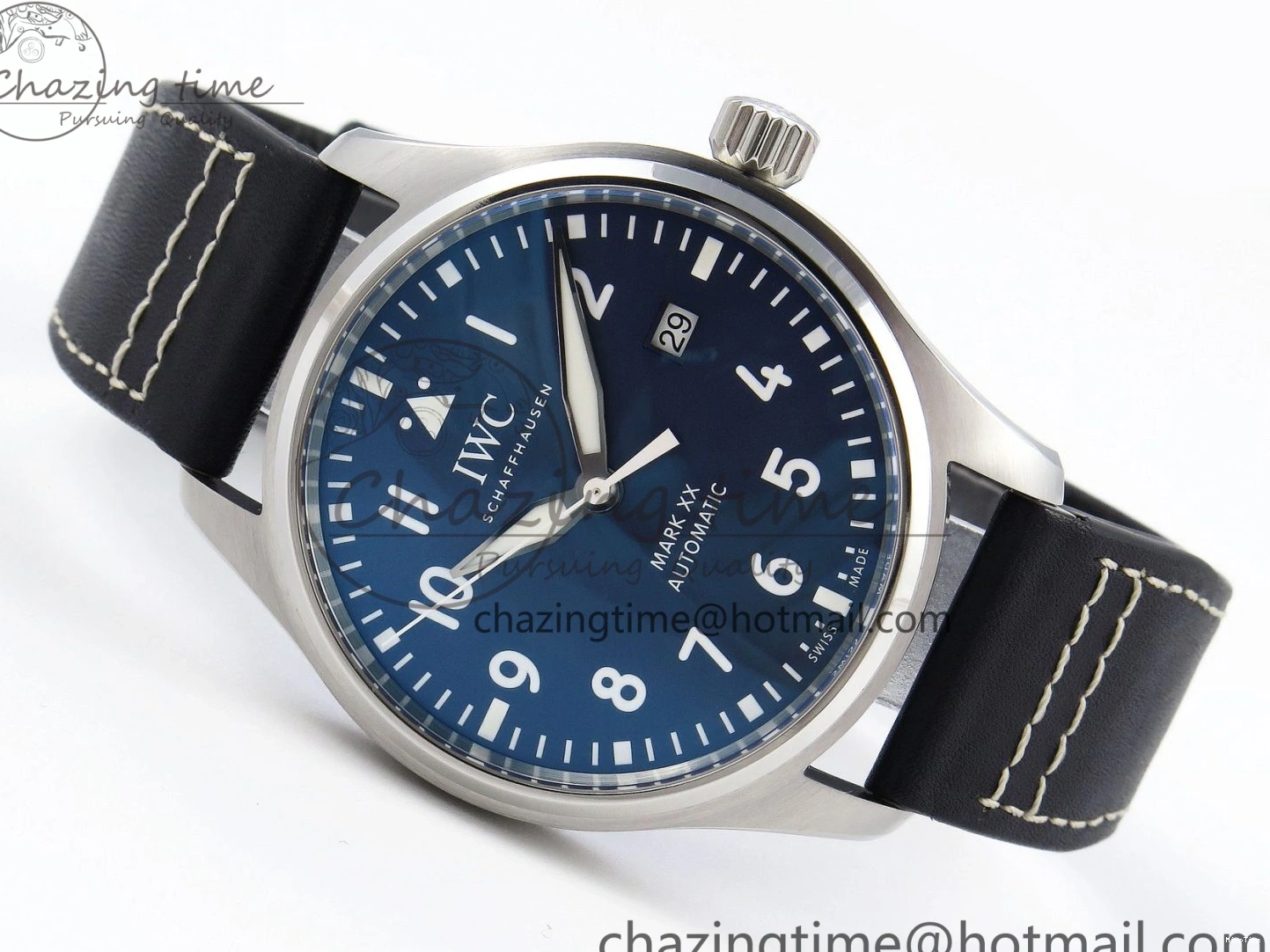 MIROTIME 0226 Pilot Mark XX IW328203 ZF 1:1 Best Edition Blue Dial on Dark Blue Leather Strap A Snug 7024